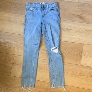 PAIGE Light Blue Distressed Skinny Jeans